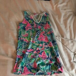 Colorful Sleeveless Dress with Tropical Print